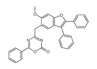 4-[(2',3'-diphenyl-6'-methoxy-5'-benzofuranyl)methyl]-6-phenyl-2H-1,3,5-oxadiazin-2-one结构式