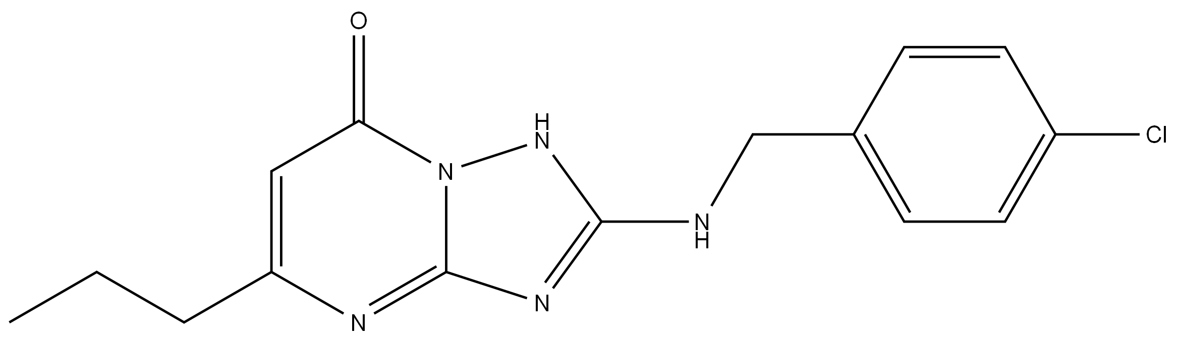 2-[(4-chlorophenyl)methylamino]-5-propyl-1H-[1,2,4]triazolo[1,5-a]pyrimidin-7-one structure