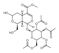 methyl (1S,4aS,6RS,8S,8aS)-6-hydroxy-8-hydroxymethyl-1-(2',3',4',6'-tetraacetyl-β-D-glucopyranosyloxy)-1,4a,5,6,8,8a-hexahydro-pyrano[3,4-c]pyran-4-carboxylate结构式