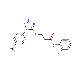 4-[5-({3-[(2-Chlorophenyl)amino]-3-oxopropyl}sulfanyl)-1H-tetrazol-1-yl]benzoic acid picture