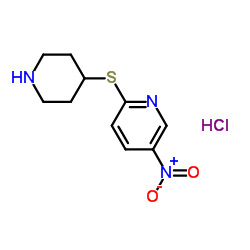 5-Nitro-2-(4-piperidinylsulfanyl)pyridine hydrochloride (1:1) structure