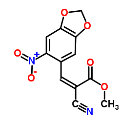 Methyl (2Z)-2-cyano-3-(6-nitro-1,3-benzodioxol-5-yl)acrylate结构式