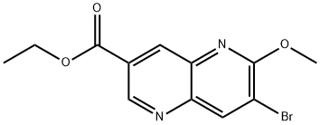 7-溴-6-甲氧基-1,5-萘吡啶-3-羧酸乙酯结构式