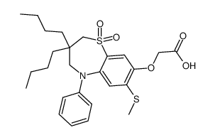 1,1-Dioxo-3,3-dibutyl-5-phenyl-7-methylthio-8-carboxymethoxy-2,3,4,5-tetrahydro-1,5-benzothiazepine structure