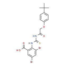 3,5-DIBROMO-2-[[[[[4-(1,1-DIMETHYLETHYL)PHENOXY]ACETYL]AMINO]THIOXOMETHYL]AMINO]-BENZOIC ACID结构式