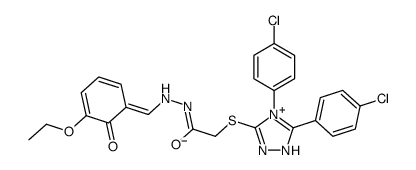 2-[[[2-[[4,5-bis(4-chlorophenyl)-1H-1,2,4-triazol-4-ium-3-yl]sulfanyl]acetyl]hydrazinylidene]methyl]-6-ethoxyphenolate Structure