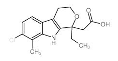 Pyrano[3,4-b]indole-1-acetic acid, 7-chloro-1-ethyl-1,3,4,9-tetrahydro-8-methyl-结构式