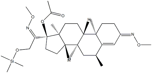 17-Acetoxy-6α-methyl-21-[(trimethylsilyl)oxy]pregn-4-ene-3,20-dione bis(O-methyl oxime) structure