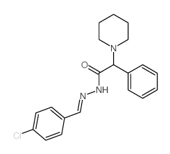 N-[(4-chlorophenyl)methylideneamino]-2-phenyl-2-(1-piperidyl)acetamide结构式