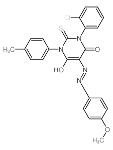 1-(2-chlorophenyl)-5-[(4-methoxyphenyl)hydrazinylidene]-3-(4-methylphenyl)-2-sulfanylidene-1,3-diazinane-4,6-dione structure