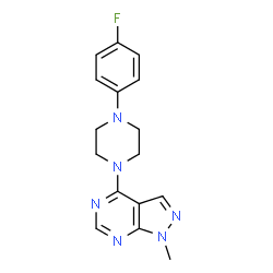 4-[4-(4-fluorophenyl)piperazin-1-yl]-1-methyl-1H-pyrazolo[3,4-d]pyrimidine structure