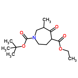 4-Ethyl 1-(2-methyl-2-propanyl) 6-methyl-5-oxo-1,4-azepanedicarboxylate Structure