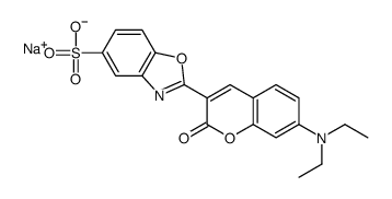 sodium 2-[7-(diethylamino)-2-oxo-2H-1-benzopyran-3-yl]benzoxazole-5-sulphonate structure