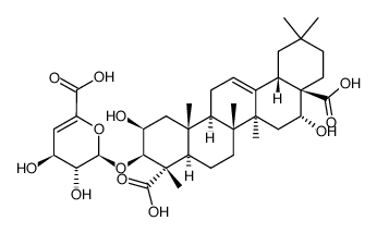 3β-O-(4-deoxy-β-D-hex-4-enopyranosyluronic acid), 2β,16α-dihydroxy-olean-12-en-23,18-dioic acid结构式