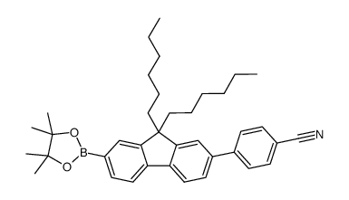 2-(4-cyanophenyl)-7-(4,4,5,5-tetramethyl-1,3,2-dioxaborol-2-yl)-9,9-dihexylfluorene Structure