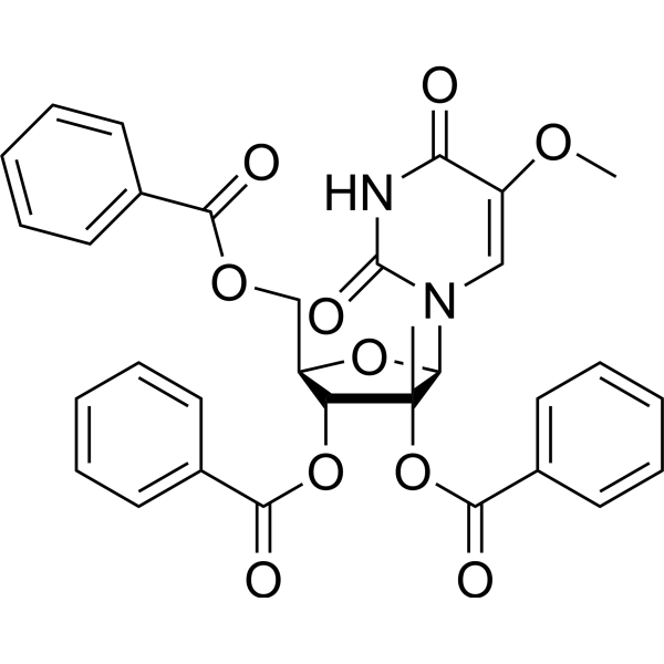 2’,3’,5’-Tri-O-benzoyl-2’-β-C-methyl-5-methoxy uridine结构式
