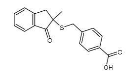 4-(((2-methyl-1-oxo-2,3-dihydro-1H-inden-2-yl)thio)methyl)benzoic acid Structure