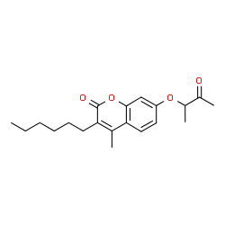 3-hexyl-4-methyl-7-(3-oxobutan-2-yloxy)chromen-2-one Structure