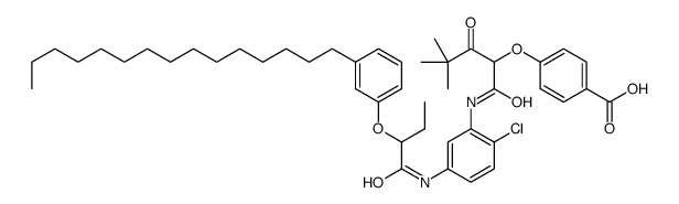 4-[1-[[[2-Chloro-5-[[1-oxo-2-(3-pentadecylphenoxy)butyl]amino]phenyl]amino]carbonyl]-3,3-dimethyl-2-oxobutoxy]benzoic acid结构式