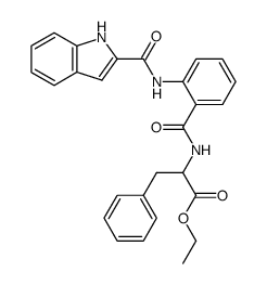 2(R,S)-{2-[(1H-indole-2-carbonyl)-amino]-benzoylamino}-3-phenyl-propionic acid ethyl ester结构式