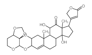 Carda-4,20(22)-dienolide,2,3-[[(3aR,4S,7aR)-dihydro-4H-1,3-dioxolo[4,5-c]pyran-3a,4(6H)-diyl]bis(oxy)]-11,14-dihydroxy-12-oxo-,(2a,3b,11a)- (9CI) Structure