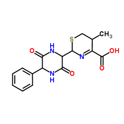 2-(3,6-Dioxo-5-phenyl-2-piperazinyl)-5-methyl-5,6-dihydro-2H-1,3-thiazine-4-carboxylic acid Structure