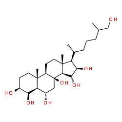 5α-Cholestane-3β,4β,6α,8β,15α,16β,26-heptaol结构式