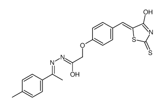 N-[1-(4-methylphenyl)ethylideneamino]-2-[4-[(E)-(4-oxo-2-sulfanylidene-thiazolidin-5-ylidene)methyl]phenoxy]acetamide Structure