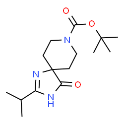 tert-Butyl 2-isopropyl-4-oxo-1,3,8-triazaspiro[4.5]dec-1-ene-8-carboxylate structure