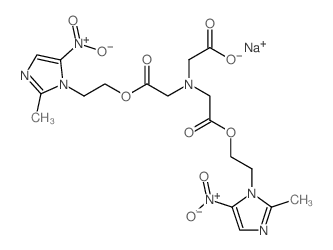 Sodium 2-(bis(2-(2-(2-methyl-5-nitro-1H-imidazol-1-yl)ethoxy)-2-oxoethyl)amino)acetate结构式