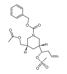 (3S,5R,1'S)-(+)-3-acetoxymethyl-5-(1'-methanesulfonyloxybut-3'-enyl)-1-piperidine-1-carboxylic acid benzyl ester Structure