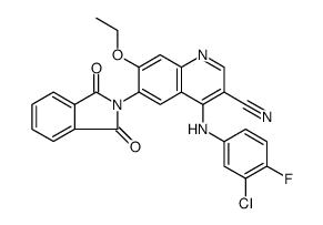 3-Quinolinecarbonitrile, 4-[(3-chloro-4-fluorophenyl)amino]-6-(1,3-dihydro-1,3-dioxo-2H-isoindol-2-yl)-7-ethoxy结构式