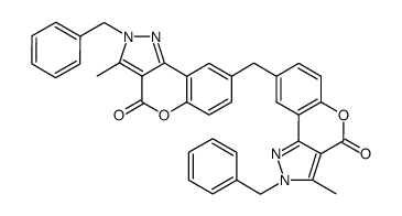 2-benzyl-8-[(2-benzyl-3-methyl-4-oxo-2,4-dihydrochromeno[4,3-c]pyrazol-8-yl)methyl]-3-methyl-2,4-dihydrochromeno[4,3-c]pyrazol-4-one Structure