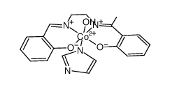 Co((o-hydroxybenzaldehyde)(2-hydroxyacetophenone)ethylenediamine-2H)(H2O)(imidazole)结构式