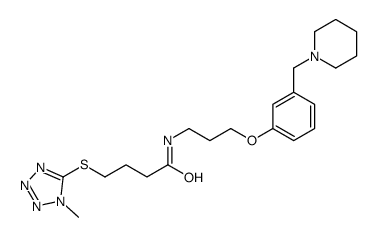 N-(3-(3-(piperidinomethyl)phenoxy)propyl)-4-(1-methyl-1H-tetrazol-5-ylthio)butanamide结构式