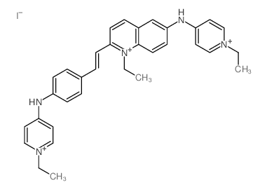 Quinolinium,1-ethyl-6-[(1-ethylpyridinium-4-yl)amino]-2-[2-[4-[(1-ethylpyridinium-4-yl)amino]phenyl]ethenyl]-,iodide (1:3)结构式