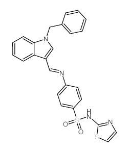 Benzenesulfonamide,4-[[[1-(phenylmethyl)-1H-indol-3-yl]methylene]amino]-N-2-thiazolyl- structure