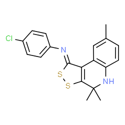 4-chloro-N-[(1Z)-4,4,8-trimethyl-4,5-dihydro-1H-[1,2]dithiolo[3,4-c]quinolin-1-ylidene]aniline结构式