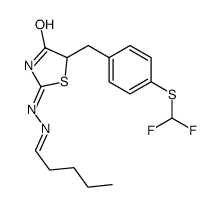 5-[[4-(difluoromethylsulfanyl)phenyl]methyl]-2-(2-pentylidenehydrazinyl)-1,3-thiazol-4-one Structure