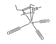 (η5-3,4-diethyl-2,5-dimethyl-1,2,5-thiadiborolene)tricarbonyliron结构式