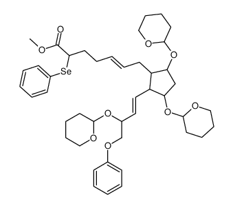 methyl 7-[3,5-bis(oxan-2-yloxy)-2-[3-(oxan-2-yloxy)-4-phenoxybut-1-enyl]cyclopentyl]-2-phenylselanylhept-5-enoate structure