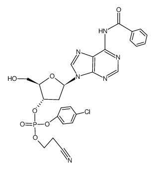 3'-Adenylic acid, N-benzoyl-2'-deoxy-, 4-chlorophenyl 2-cyanoethyl ester structure