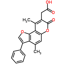 (4,9-Dimethyl-7-oxo-3-phenyl-7H-furo[2,3-f]-chromen-8-yl)acetic acid structure