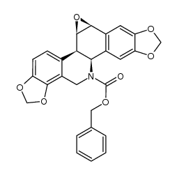 benzyl (5bR,5cR,6aS,11bS)-5b,6a,11b,13-tetrahydro-[1,3]dioxolo[4',5':4,5]benzo[1,2-c][1,3]dioxolo[4,5-i]oxireno[2,3-a]phenanthridine-12(5cH)-carboxylate结构式