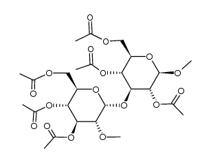 methyl 2,4,6-tri-O-acetyl-3-O-(3,4,6-tri-O-acetyl-2-O-methyl-α-D-glucopyranosyl)-β-D-glucopyranoside结构式