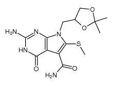 2-amino-5-(aminocarbonyl)-6-(methylthio)-7-[(RS)-2,3-O-isopropylidene-2,3-dihydroxypropyl]pyrrolo[2,3-d]pyrimidin-4-one结构式