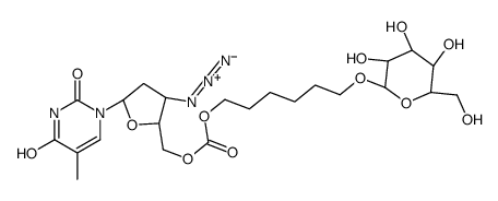 [(2S,3S,5R)-3-azido-5-(5-methyl-2,4-dioxopyrimidin-1-yl)oxolan-2-yl]methyl 6-[(3S,4S,5S,6R)-3,4,5-trihydroxy-6-(hydroxymethyl)oxan-2-yl]oxyhexyl carbonate Structure