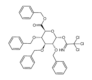 benzyl 2,3,4-tri-O-benzyl-1-O-(trichloroacetimidoyl)-α-D-glucopyranuronate结构式