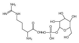 2-amino-5-(diaminomethylideneamino)pentanoic acid,[(2R,3R,4S,5S,6R)-3,4,5-trihydroxy-6-(hydroxymethyl)oxan-2-yl] dihydrogen phosphate Structure