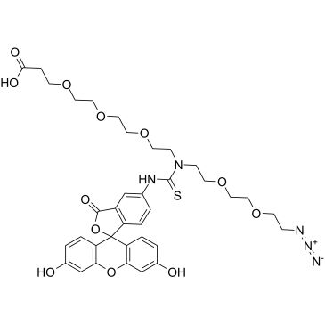 N-(Azido-PEG2)-N-Fluorescein-PEG3-acid结构式